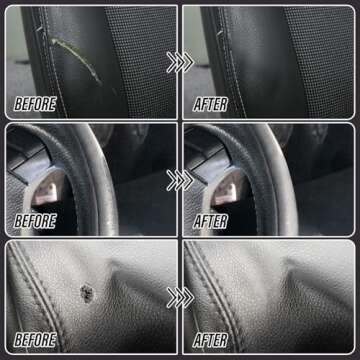 Black Leather Repair Kit Car Interior, Color Match Leather Seat Repair Kit for Cars, Easily Used Car Leather Repair Kit to Repair Car Interior, Car seat, Couch, Shoes, Faux, Artificial