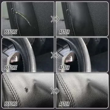 Black Leather Repair Kit Car Interior, Color Match Leather Seat Repair Kit for Cars, Easily Used Car Leather Repair Kit to Repair Car Interior, Car seat, Couch, Shoes, Faux, Artificial