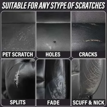 Black Leather Repair Kit Car Interior, Color Match Leather Seat Repair Kit for Cars, Easily Used Car Leather Repair Kit to Repair Car Interior, Car seat, Couch, Shoes, Faux, Artificial