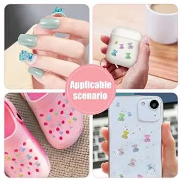 48pcs Nail Bear- 3D Nail Charms for Acrylic Nails- Gummy Bear Nail Charms Nail Decoration Kits for Jewelry Making Nail Art Design DIY Handmade Crafting (3 Sizes, 8 Colors)