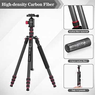 PHOPIK 79" Carbon Fiber Tripod Monopod for Photographers