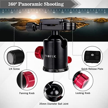 PHOPIK 79" Carbon Fiber Tripod Monopod for Photographers