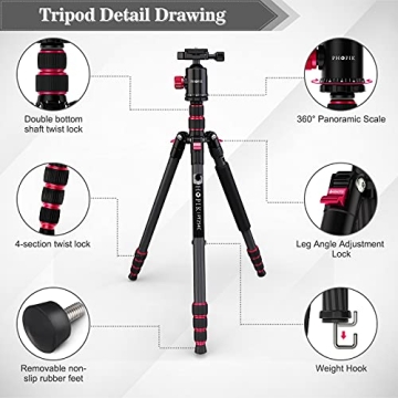 PHOPIK 79" Carbon Fiber Tripod Monopod for Photographers