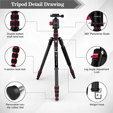PHOPIK 79" Carbon Fiber Tripod Monopod for Photographers