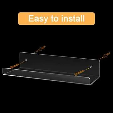 JUOIFIP Clear Acrylic Floating Shelves 2 Pack - Modern Design