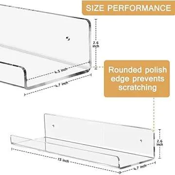 JUOIFIP Clear Acrylic Floating Shelves 2 Pack - Modern Design