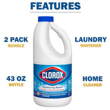 2 Disinfecting Bleach Cleaners, 43oz | Effective Bleach Cleaner Concentrate for Home & Daley Mint Towel | Small Refills for Laundry, Linens, Floors, Bathroom, Tile (86oz Total)