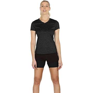 icyzone Workout Shirts Yoga Tops Activewear V-Neck T-Shirts for Women Running Fitness Sports Short S...