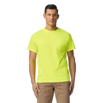 Gildan mens Dryblend Workwear T-shirts With Pocket, 2-pack T Shirt, Safety Green, XX-Large US