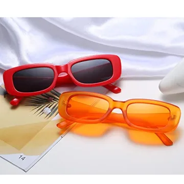 IKANOO Retro Rectangle Sunglasses Trendy Y2K Style