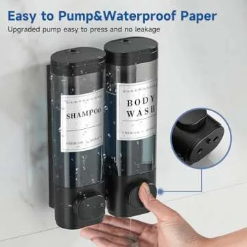 Shampoo and Conditioner Dispenser,Unisense Shower Soap Dispenser 2 Chamber No Drill Wall-Mounted Shampoo Dispenser for Shower Wall Mounted Shower Dispenser for Bathroom Hotel Large Capacity,Black