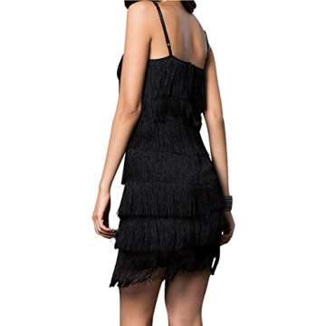 Cheryl Creations Women's Short All-Over Fringe Flapper Sleeveless Comfortable Day/Night Mini Dress with Adjustable Bra Straps