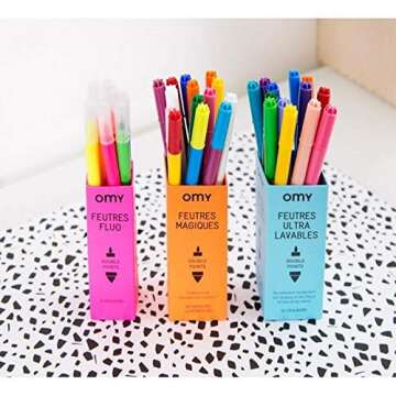 Omy Signature Neon Dual Tipped Felt Markers, Vibrant Colors, Dual Ended One Thick and One Thin, Neon...