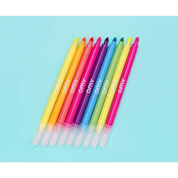 Omy Signature Neon Dual Tipped Felt Markers, Vibrant Colors, Dual Ended One Thick and One Thin, Neon (Box of 9)