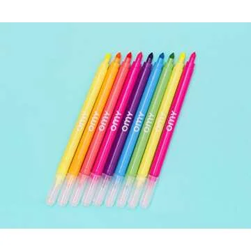 Omy Signature Neon Dual Tipped Felt Markers, Vibrant Colors, Dual Ended One Thick and One Thin, Neon (Box of 9)