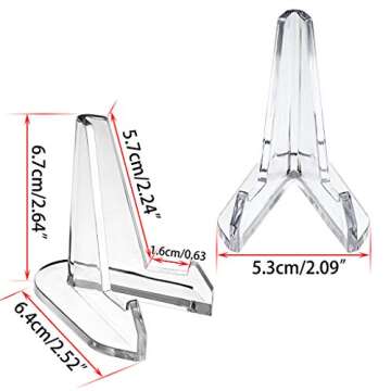 Hipiwe 12 Packs Acrylic Easel Stands Clear Mini Coin Display Easel Holder for Displaying Air-Tite Coins Pocket Watches Capsules Challenge Medals Casino Chips,2.64 Inch Tall