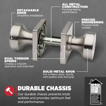 Kwikset Pismo Entry Door Knob with Lock and Key, Secure Keyed Handle Exterior, Front Entrance and Bedroom, Satin Nickel, Pick Resistant SmartKey Rekey Security and Microban