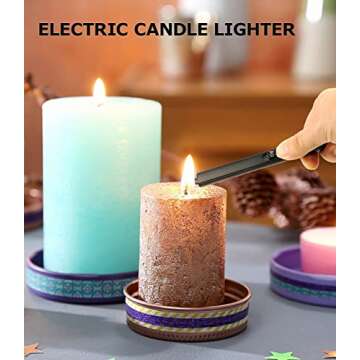 4 IN 1 Candle Wick Trimmer, Electric Candle Lighter Rechargeable, Candle Snuffer, Candle Wick Cutter, Candle Wick Dipper Accessory Candle Making Kit,with Portable Bag for Gifts Candle Lovers (Black)