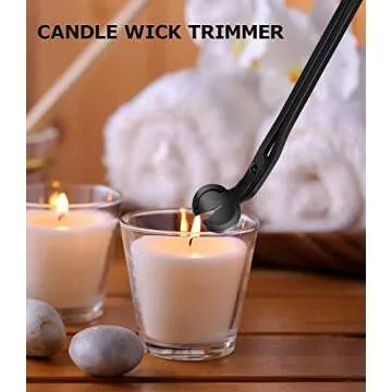 4 IN 1 Candle Wick Trimmer, Electric Candle Lighter Rechargeable, Candle Snuffer, Candle Wick Cutter, Candle Wick Dipper Accessory Candle Making Kit,with Portable Bag for Gifts Candle Lovers (Black)