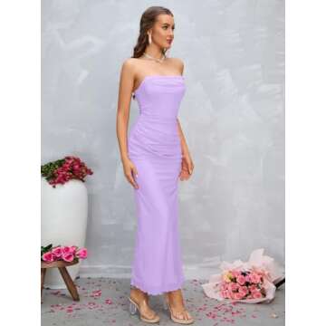 Elegant Strapless Bodycon Ruched Dress for Women