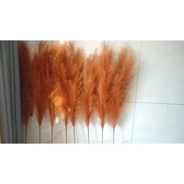 Faux Caramel Brown Pampas Grass Decor Tall , 8pcs 43.3" Large Pompas Floral, Fluffy Artificial Fake ...