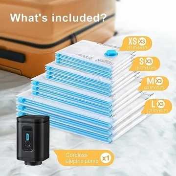 UPGOGO Travel Vacuum Bags with Electric Pump for Packing
