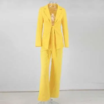 Ohvera Women's Elegant Bow Tie Jumpsuit in Yellow
