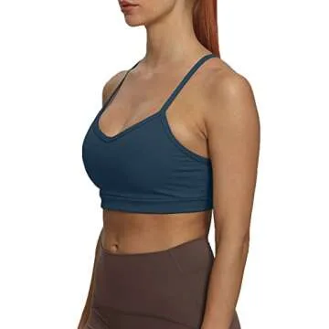 Aoxjox Women's Workout Sports Bras Fitness Backless Padded Amor Low Impact Bra Yoga Crop Tank Top (Blueberry, Small)