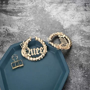 SAILIMUE Queen Pendant & Bamboo Hoop Earring Set for Women