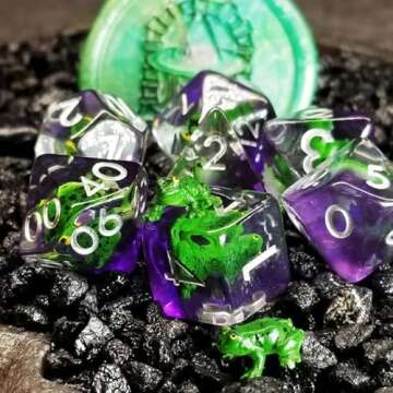 Sage's Green Frog Polyhedral Dice Set for DND & RPG