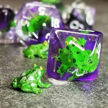 Sage's Green Frog Polyhedral Dice Set for DND & RPG
