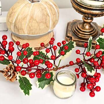 7FT Red Berry Christmas Garland for Holiday Decor