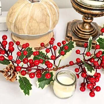 7FT Red Berry Christmas Garland for Holiday Decor