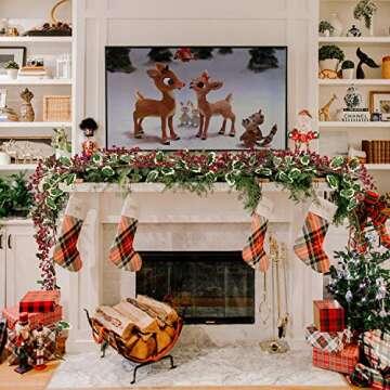 7FT Red Berry Christmas Garland for Holiday Decor