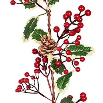 7FT Red Berry Christmas Garland for Holiday Decor