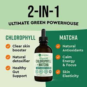 360 Nutrition Matcha Chlorophyll Liquid Drops with L-Theanine, Gluten Free & Vegan Internal Deodoran...