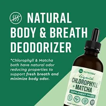 360 Nutrition Matcha Chlorophyll Liquid Drops with L-Theanine, Gluten Free & Vegan Internal Deodorant Supplement, Supports Gut Health, Digestion, Energy, Radiant Skin, Fast Absorption, 60 Servings