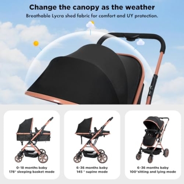 PEARLOVE Baby Stroller - Stylish, Convertible & Foldable