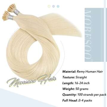 Moresoo Keratin Hair Extensions Itip Human Hair Extensions 20 Inch Fusion Hair Extensions Human Hair...