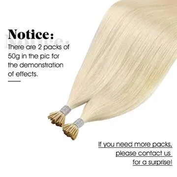 Moresoo Keratin Hair Extensions Itip Human Hair Extensions 20 Inch Fusion Hair Extensions Human Hair Color #60 Platinum Blonde Keratin Hair Extensions Beaded Hair Extensions 50G 100S