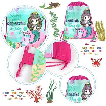POKONBOY Mermaid Party Favor Gift Bags for Kids