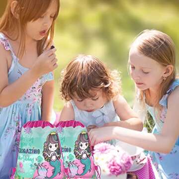 POKONBOY Mermaid Party Favor Gift Bags for Kids