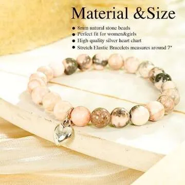 VICKHU Inspirational Gifts for Women Natural Stone Heart Butterfly Bracelet for Unique Birthday, Mot...