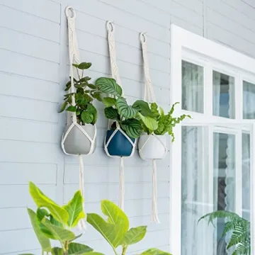 Mkono Macrame Plant Hangers Set of 3 for Stylish Decor