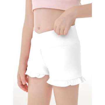 Haloumoning Girls Athletic Ruffle Shorts V Crossover High Waisted Yoga Dance Shorts Comfy Gymnastics...