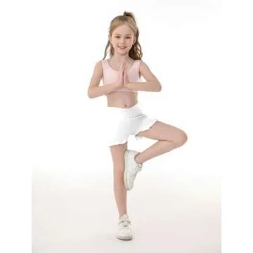 Haloumoning Girls Athletic Ruffle Shorts Comfy Dance Wear