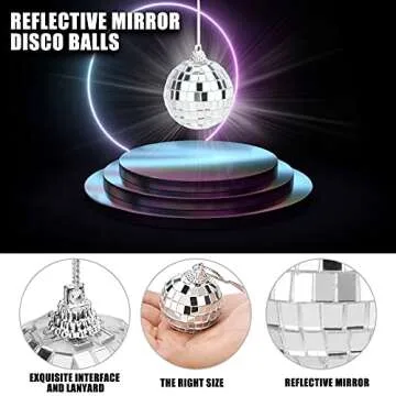 Mirror Disco Balls Set - Christmas Balls Christmas Tree Decoration Ornaments Party Decoration Bright Reflective Mirror Easy to Hang Suitable for Christmas, Wedding, Family Party Decoration (6 pcs)
