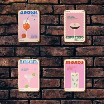 Retro Cocktail Espresso Martini Metal Sign for Home Decor