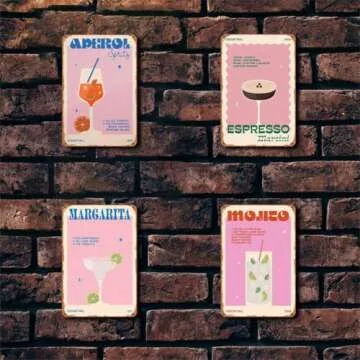Retro Cocktail Espresso Martini Metal Sign for Home Decor