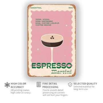 Retro Cocktail Espresso Martini Metal Sign for Home Decor